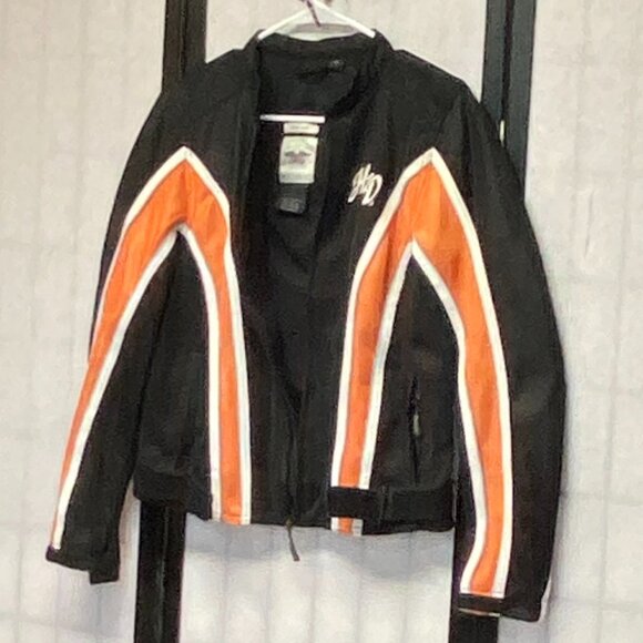 Harley Davidson Mesh Riding Jacket Black Orange Zip-Up S Genuine Motor Clothes - Picture 4 of 15